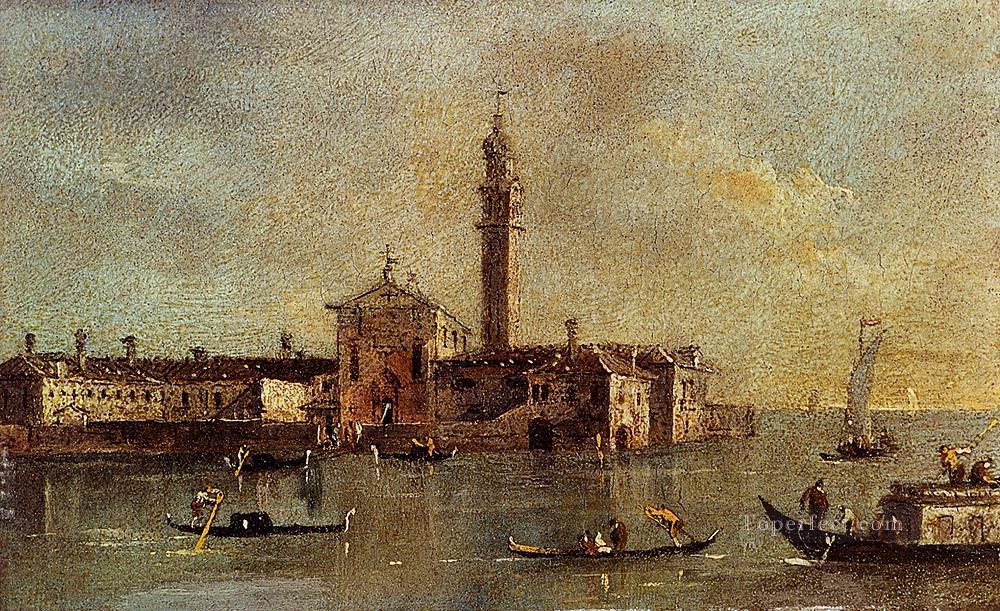 View Of The Island Of San Giorgio In Alga Venice Venetian School Francesco Guardi Oil Paintings